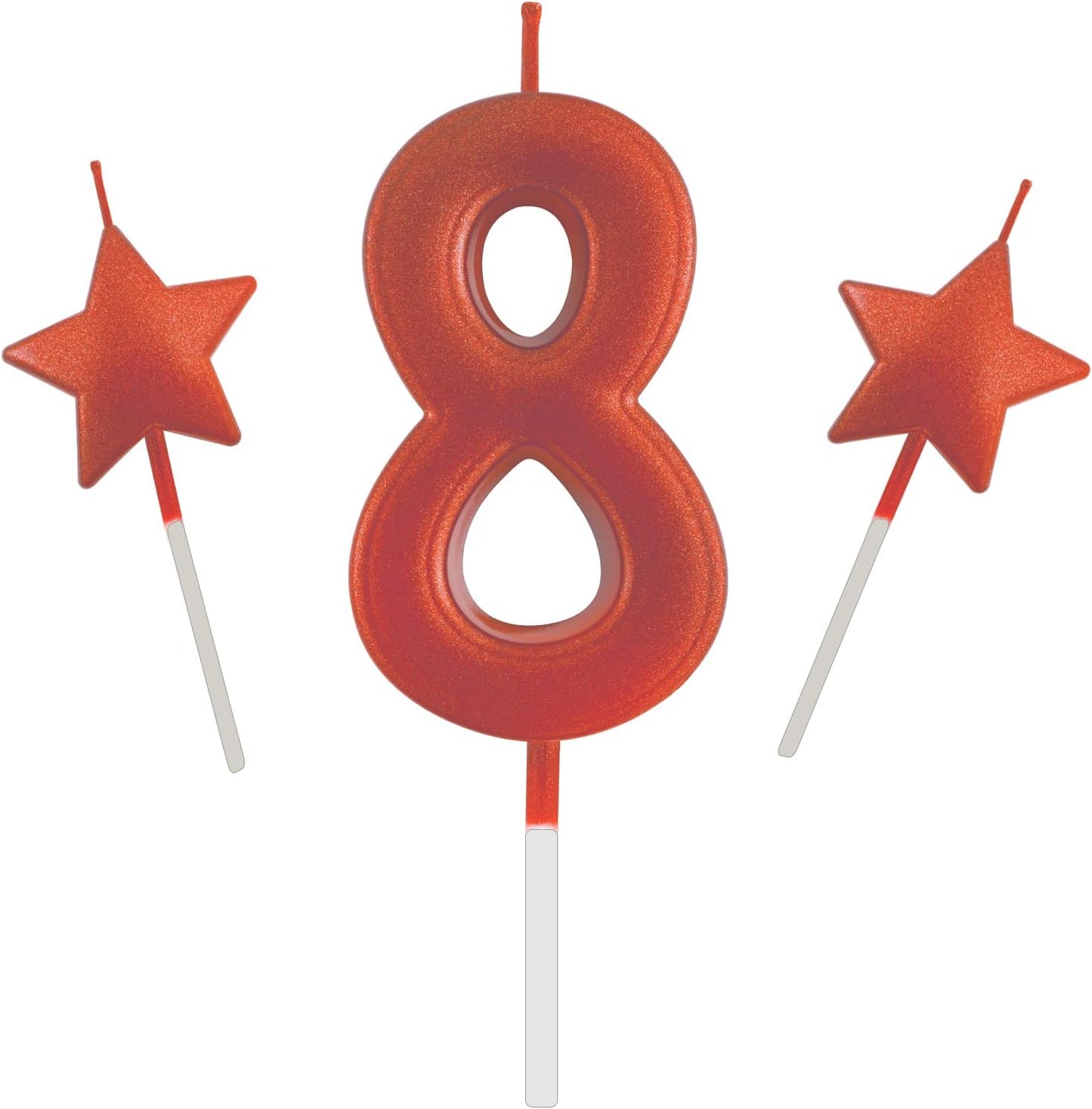 2.75in Red Number 8 Birthday Candles, Glitter Red Happy Birthday Cake Cupcake Toppers Decoration and Celebrating for Adults/Kids Party Baking (2.75in Red Number 8)