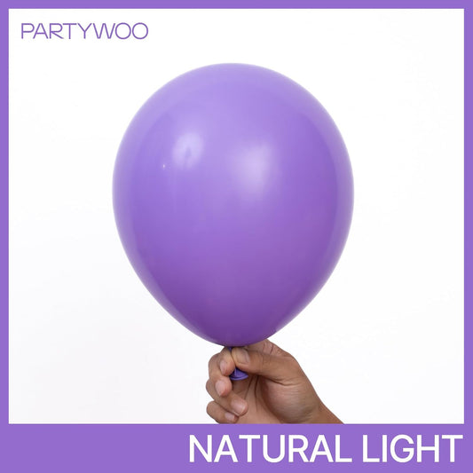 PartyWoo Purple Balloons 140 pcs Different Sizes of 18 12 10 5 Inch Light Purple Lavender Lilac Balloon Arch Kit Garland for Graduation Baby Shower Halloween Birthday Party Decorations Purple-Y15
