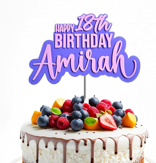 Custom Cake Topper with name and Age, Birthday cake topper by Iristy