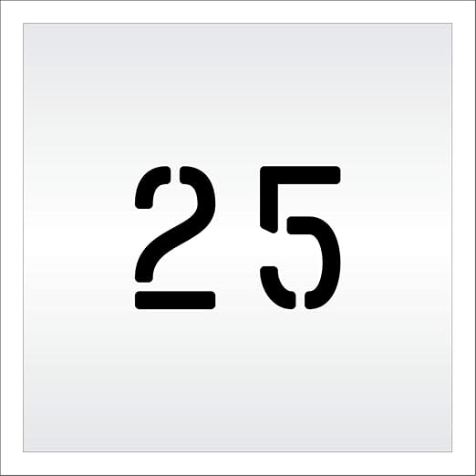 Pavement, Curb, and WheelStop Stencils - 4 inch Double Number Stencil - (25) - 4" x 5.5" x 1/16" (63 mil) - Light-Duty