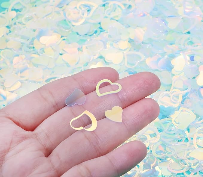 ONLYKXY 1200Pcs Love Heart Shaped Confetti, Table Wedding Decoration, Glitter Confetti for Wedding Party (Clear Shiny)