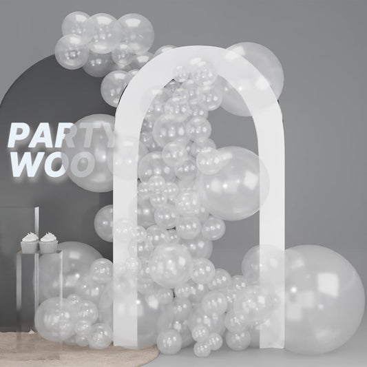 PartyWoo Clear Balloons, 100 pcs Transparent Different Sizes Pack of 36 Inch 18 Inch 12 Inch 10 Inch 5 Inch for Balloon Garland or Balloon Arch as Party Decorations, Clear-Y2