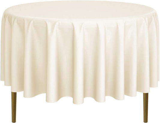 Lann's Linens - 90" Round Premium Tablecloth for Wedding/Banquet/Restaurant - Polyester Fabric Table Cloth - Ivory
