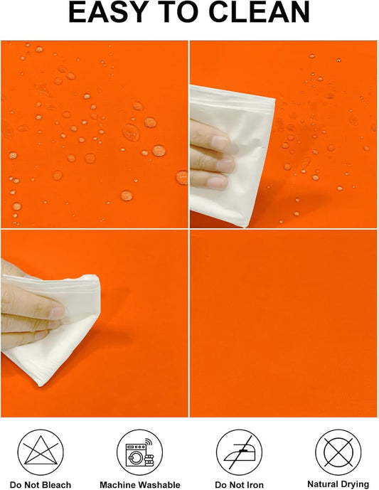 Fokitut 2 Pack Waterproof Rectangle Tablecloth, 60x84 Inch, Stain Resistant and Wrinkle Polyester Table Cloth, Fabric Table Cover for Kitchen Dining, Wedding, Party, Holiday Dinner-Orange