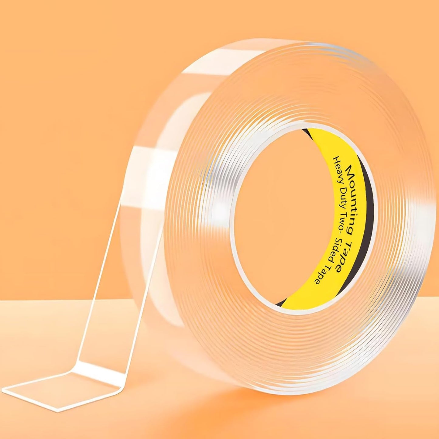 LMJIA Heavy Duty Two- Sided Tape, Clear Reusable Mounting Tape Picture Hanging Adhesive Tape Removable Wall Tape Adhesive Poster Tape(Width: 1.18in*Thickness: 0.08, 9.85FT)