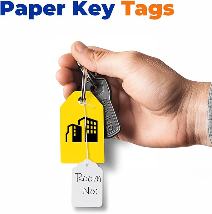 Price Tags with Strings Attached, 1000pcs Marking White Merchandise Hang Tags Labels for Goods Gifts Jewelry Clothing Garage Yard Rummage Sale Supplies 1 3/8" x 2 1/8"