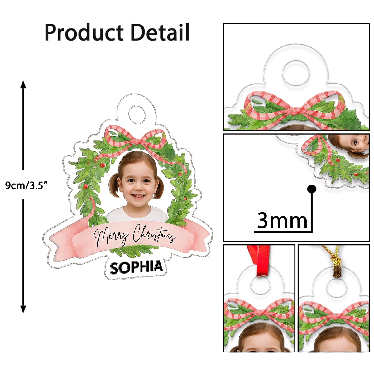 Custom Photo Baby Portrait Christmas Ornament, Personalized Baby First Christmas Ornament, Newborn Keepsake, Family Holiday Decoration Gift Acrylic Ornament – Personalized