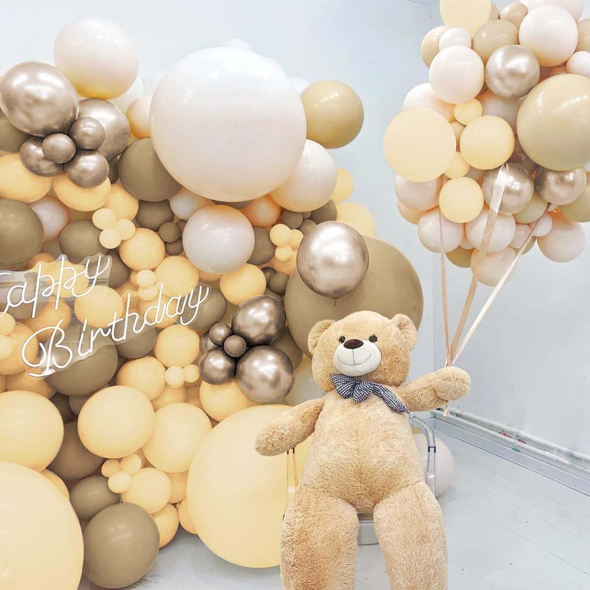 Boho Ballon Arch Kit, 160Pcs Pastel Orange Nude Brown Metallic Champagne Gold Balloons Garland for Birthday Bridal Baby Shower Wedding Party Decorations