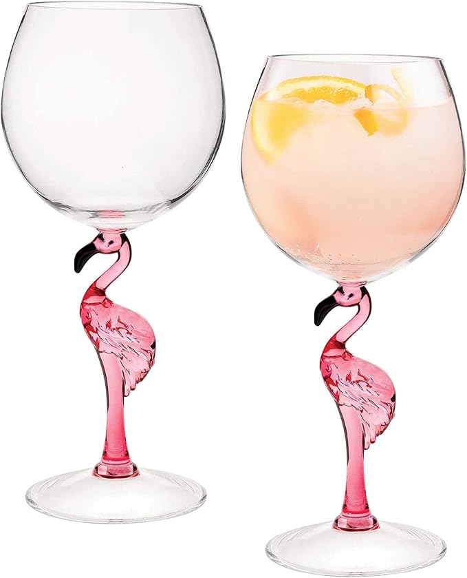 Supreme Housewares Flamingo Stem Wine Glasses, Pink Flamingo-Shaped Reusable Shatterproof Acrylic Glass for Red or White Wine, Poolside, Outdoors, Parties, 20 oz, Set of 2