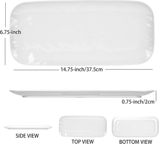 KOXIN-KARLU Melamine Trays, 14.75-inch Serving Trays and Platters, set of 3 White | Hammered Style, 100% Melamine, BPA Free
