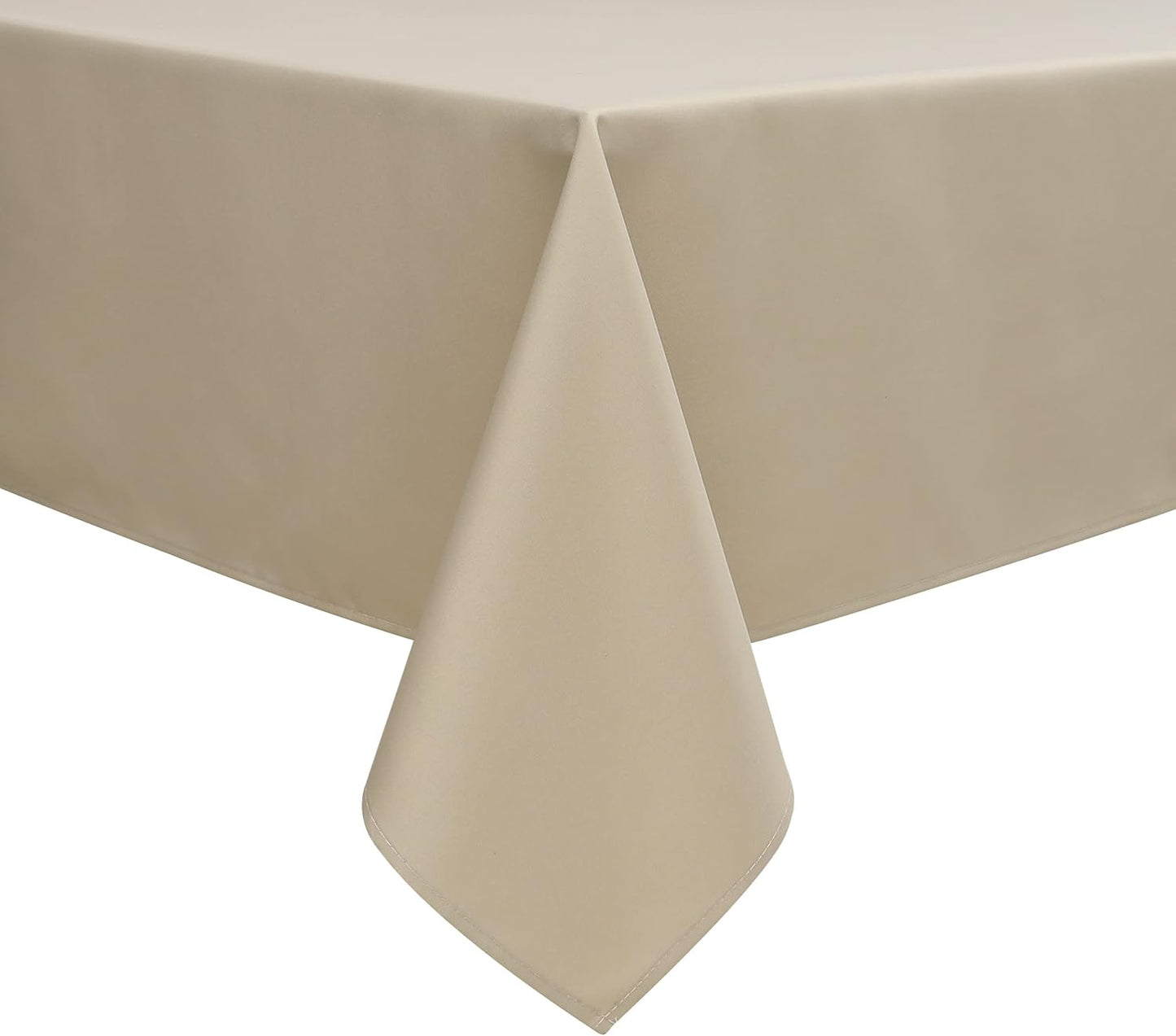 Wewoch Khaki Rectangle Tablecloth Water Resistant Washable Polyester Table Cloth for Dining,Kitchen, Parties Weddings and Outdoor Use 60 Inch by 120 Inch