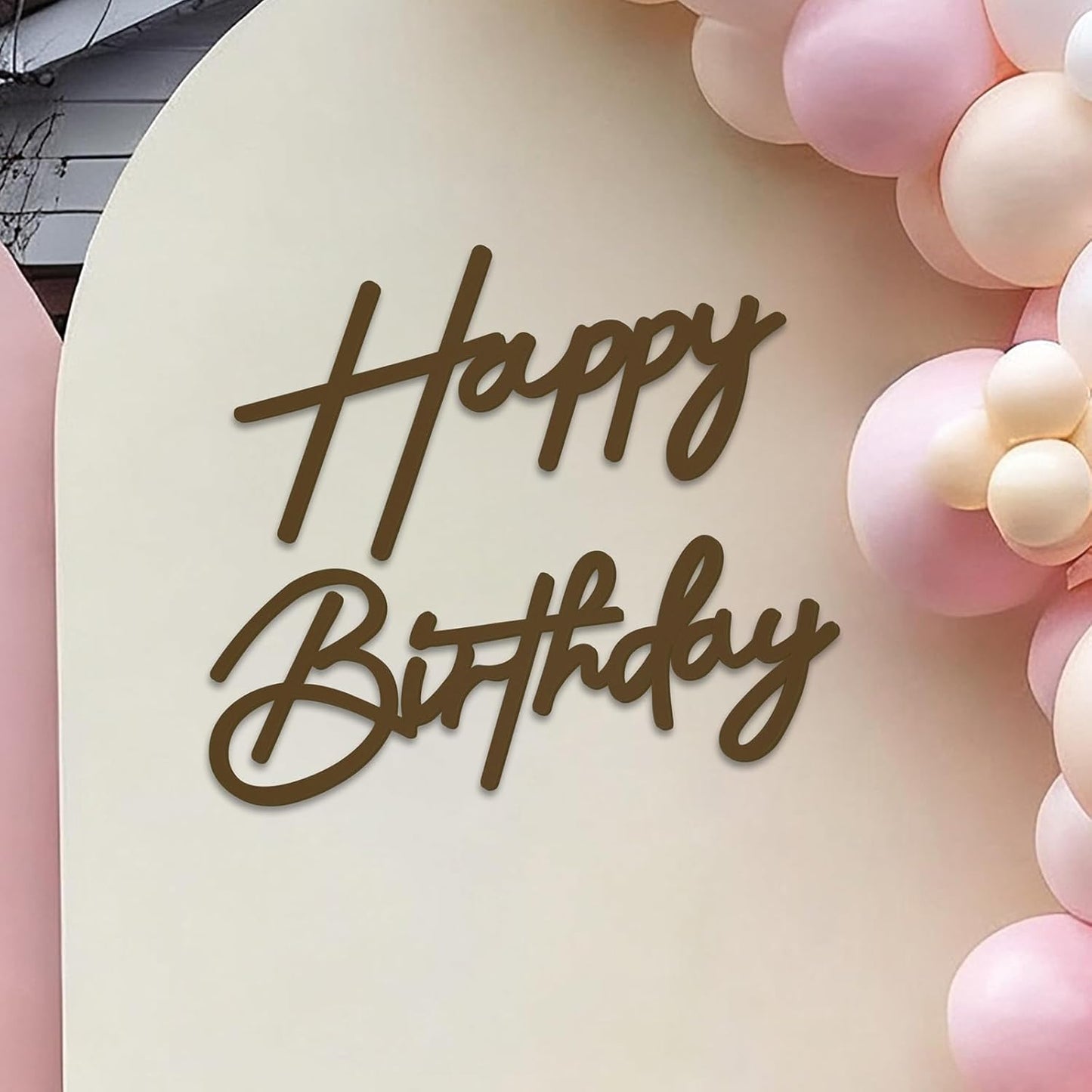 Happy Birthday Sign for Arch Backdrop - Felt Happy Birthday Letters Banner & Sign for Girls, Boys & Adults' Birthday Party Balloon Arch Decorations (Brown)