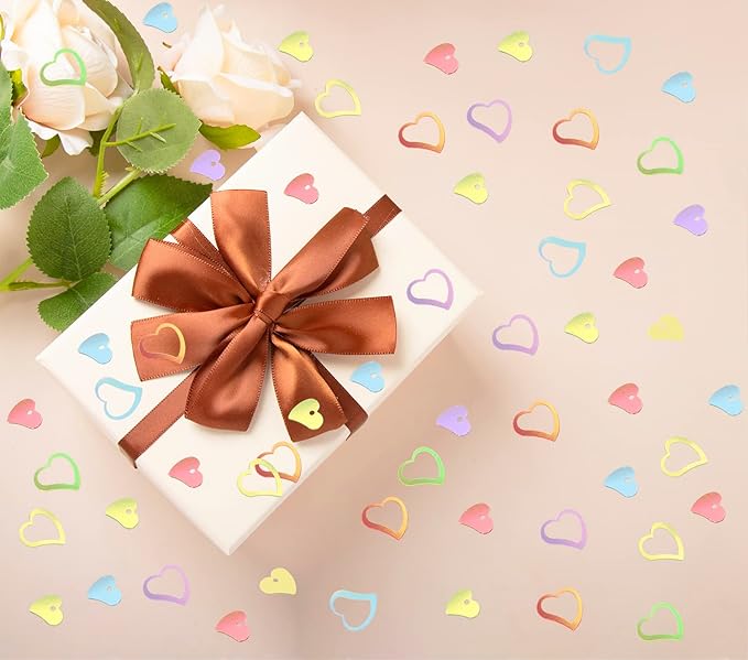 ONLYKXY 1200Pcs Love Heart Shaped Confetti, Table Wedding Decoration, Glitter Confetti for Wedding Party (Glitter Multi-color)