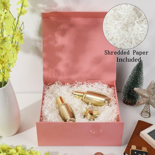 6 Pink Gift Boxes, 13x11x5.3 Inch, Magnetic Lids, Crinkle Paper, Perfect for Birthdays and Gift-Giving Occasions