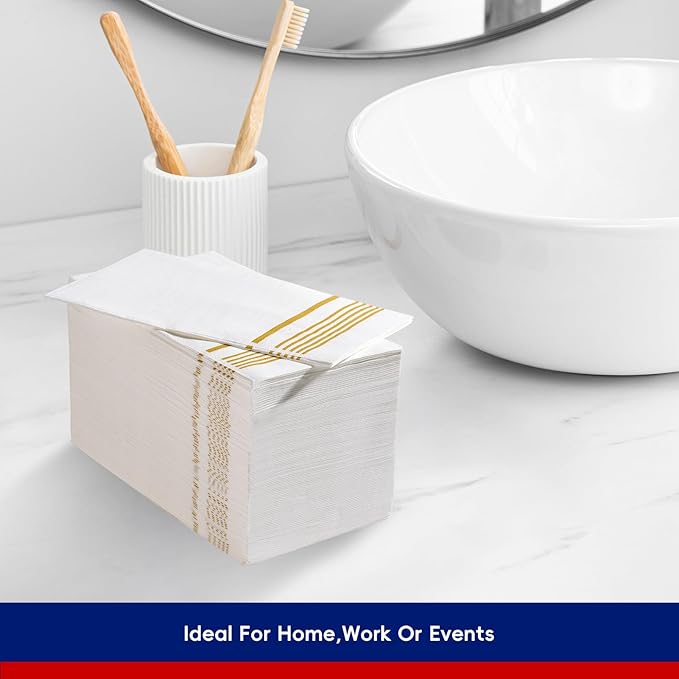200 Pack Paper Napkins Guest Towels Disposable Premium Quality 3-ply Dinner Napkins Disposable Soft, Absorbent, Party Napkins Wedding for Kitchen, Parties, Dinners or Events
