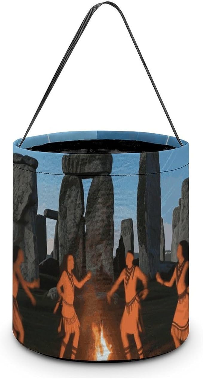 Halloween Candy Bucket - Stonehenge Starry Night Trick Or Treat Candy Bag, Gift Bag for Party Favor Supplies