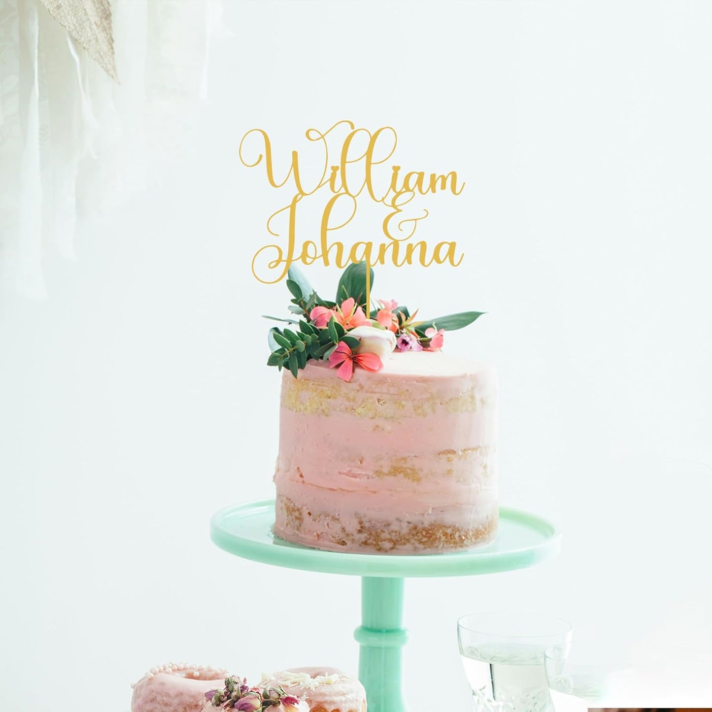 Luxury Customized Wedding Cake Topper with Two Names, Elegant for Couple's Wedding, Engagements and Anniversary