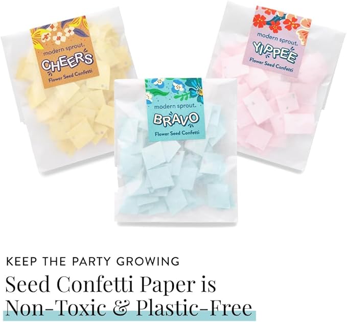 Modern Sprout Plantable Seed Paper Confetti Poppers Refill Packs (12 Pack/100pc) - Plastic-Free Refill for Creative Gardening - Wildflower Seeds for Kids Garden Party Favors & Birthday Poppers -Mix