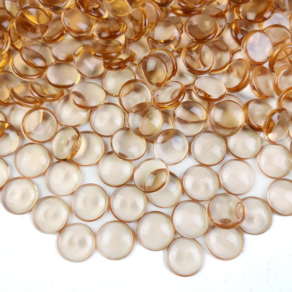 HappyFiller Fall Decoration Light Amber Acrylic Flat Marbles Plastic Gemstones for Decorative Bowl Vase Fillers,Table Scatters Centerpieces,Candle Holder Decor Pebbles,Fish Tank Beads,630 Pcs