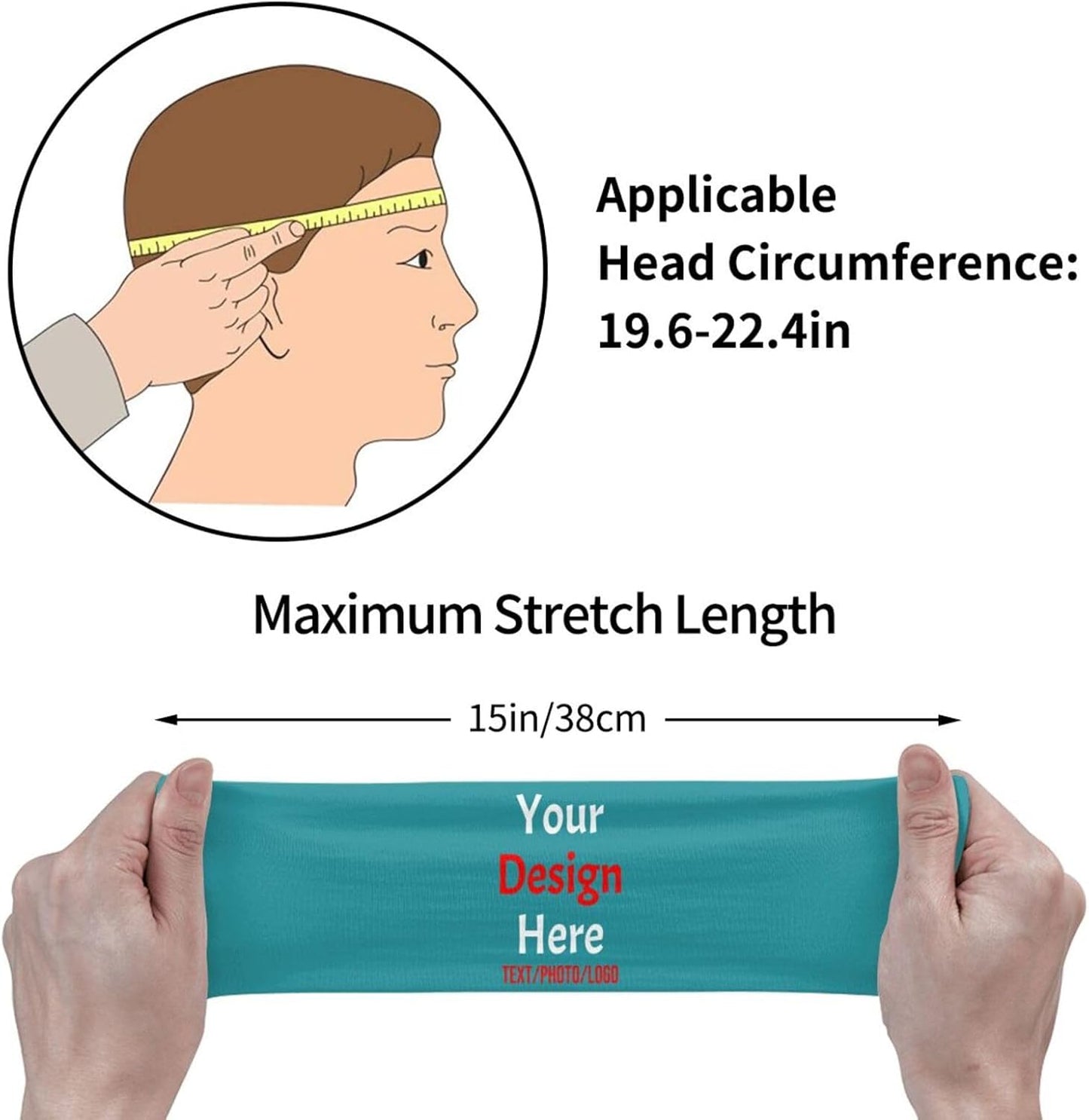 Custom Sweatbands for Men Women, Design Your Own Text Name Image Photo Personalized Sports Headbands
