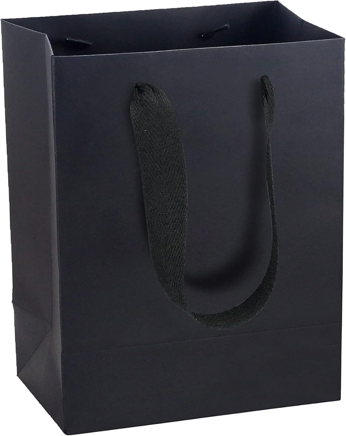HUAPRINT Black Paper Bags - Gift & Shopping Bags with Ribbon Handles, 30 Packs, 7x4x9Inch - Perfect for Clothes, Parties, Weddings & Business Merchandise