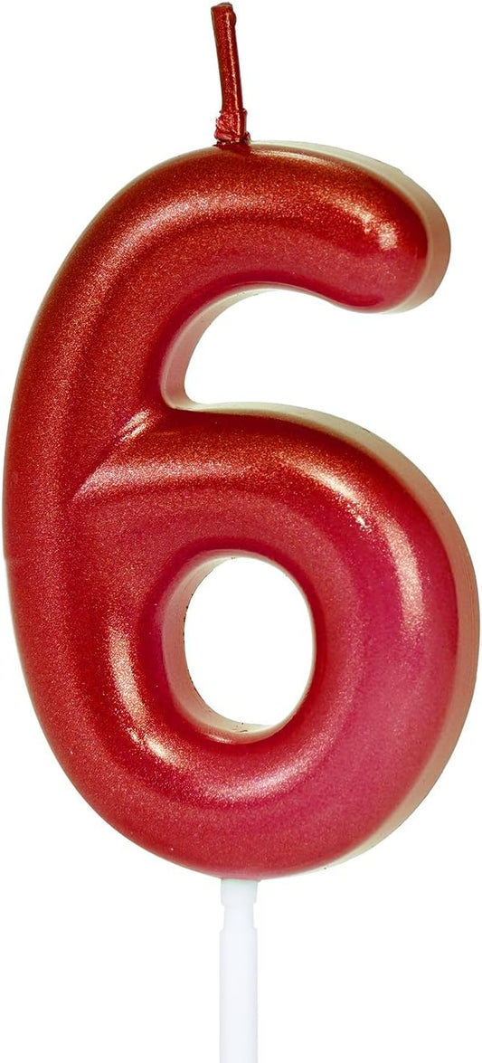 Red Number 6 Birthday Candles, Cake Toppers for Birthday/Baby Shower/Anniversary/Wedding Party Celebrating/Decorating. (Red Number 6)