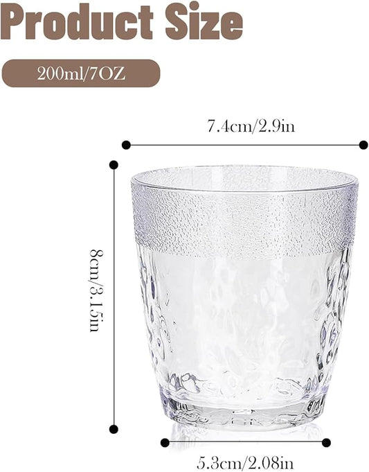 4Pcs Plastic Drinking Glasses, Plastic Tumblers Reusable Drinking Cups, Clear Acrylic Glasses Drinkware 6.8oz, Stackable Unbreakable Juice Glasses for Beer Wine Juice Milk, Party and Picnic