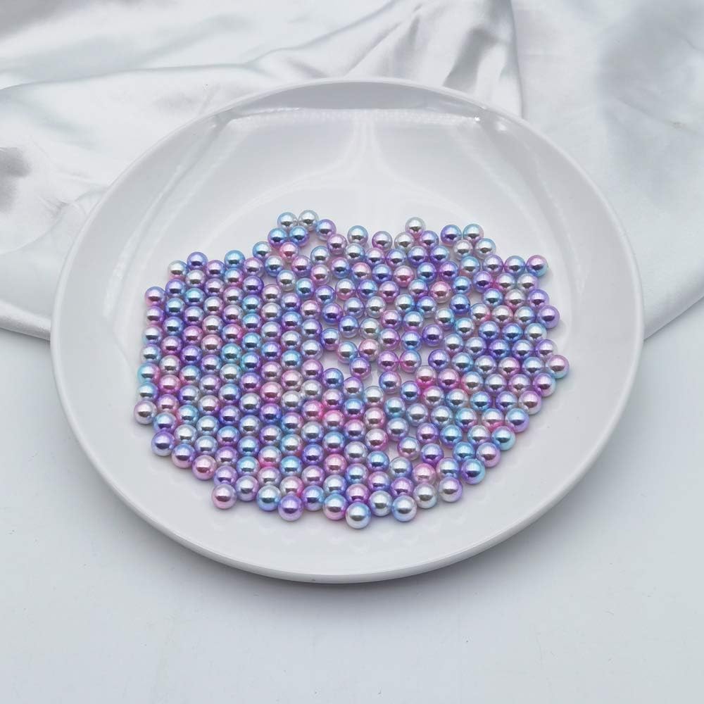 INSPIRELLE 1100 Pieces Gradient Undrilled ABS Art Faux Pearls for Vase Fillers, 8mm Pink-Lilac No Hole Makeup Beads Mermaid Imitation Round Pearl Beads for Table Scatter Home Wedding Decoration