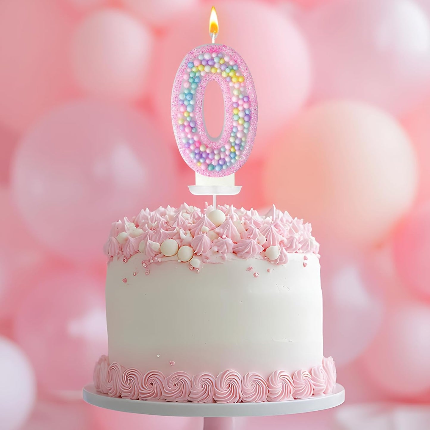 Zlongron Birthday Number Candles, Handmade Macaron 3D Flash Number 0 Candle, Suitable for Girls and Boys' Birthdays, Weddings, Anniversaries, Theme Party Cake Decorations
