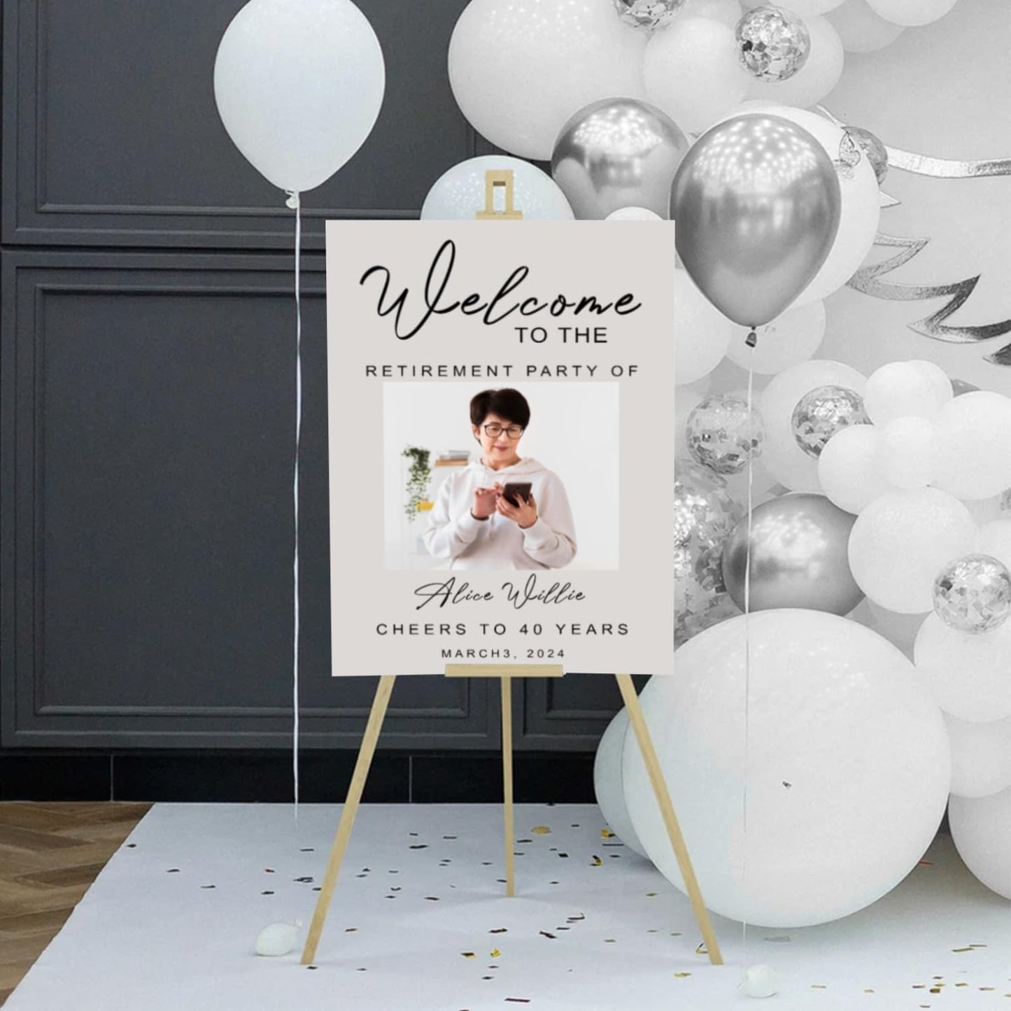Retirement Celebration Welcome Board - Customizable Photo Sign, Party Template, Printable Design