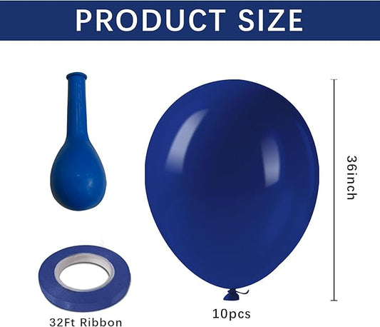 10Pcs Jumbo Navy Blue Balloons 36 Inch Giant Dark Blue Latex Ballons Extra Large Round Baloons Navy Party Decorations for 4th of July Graduation New Year Wedding Father's Day Baby Shower Birthday