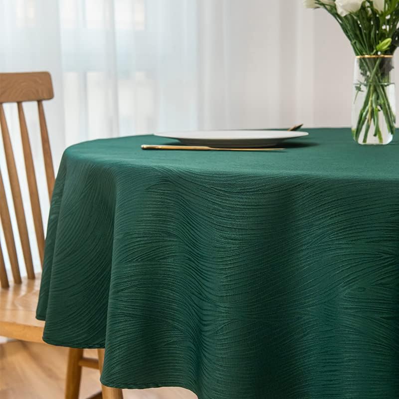 maxmill Round Swirl Design Tablecloth Waterproof Spillproof Wrinkle Free Table Cloth, Kitchen Dinning Circular Tabletop Decoration, Fabric Table Cover for Christmas Parties, 70 Inch, Hunter Green