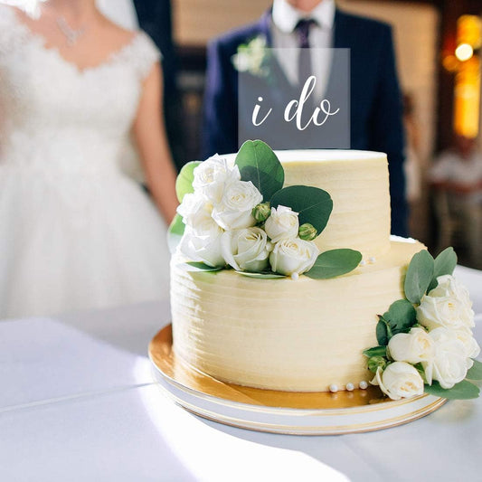 Andaz Press I Do Modern Custom Wedding Cake Topper, Acrylic Square Couple Cake Topper