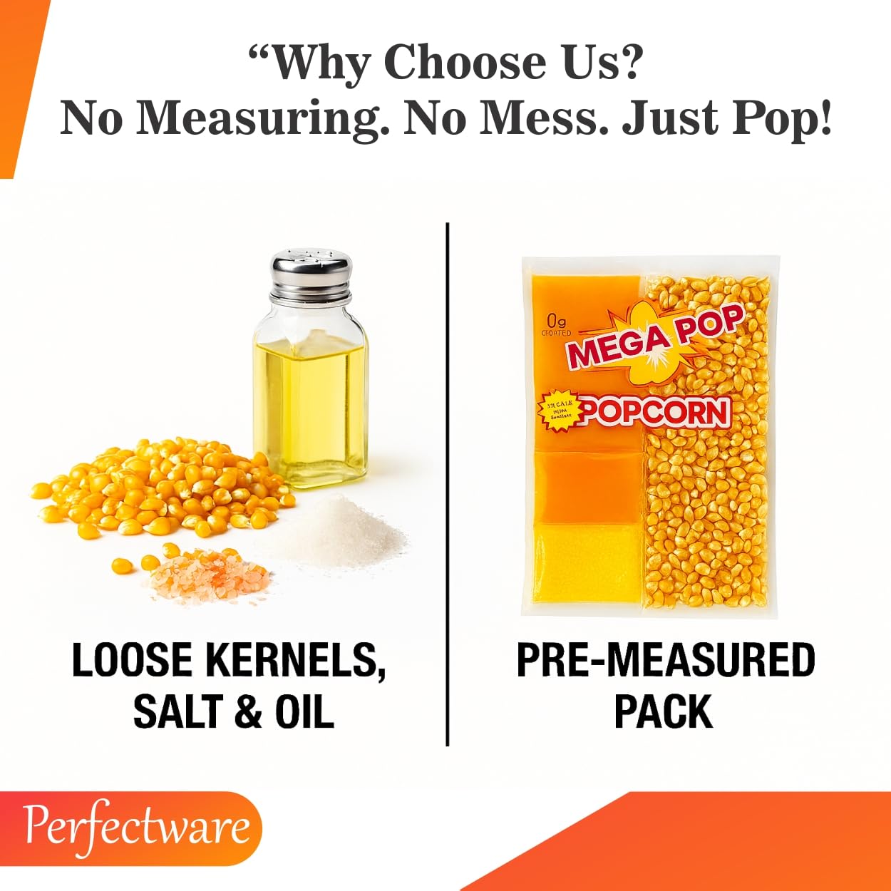 Perfectware Movie Theater Style Popcorn Portion Packs, 10.6 Ounce, 12 Count