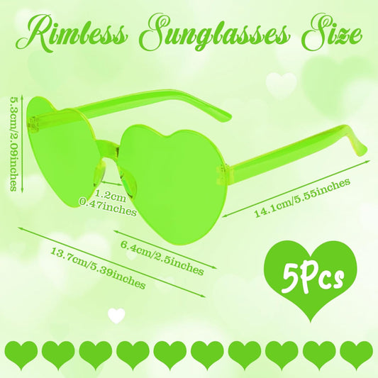 PLULON Heart Sunglasses for Women 5/12/25 Pcs, Heart Glasses Valentine Day Rimless Shaped Candy Color Fun Glasses Party Favor