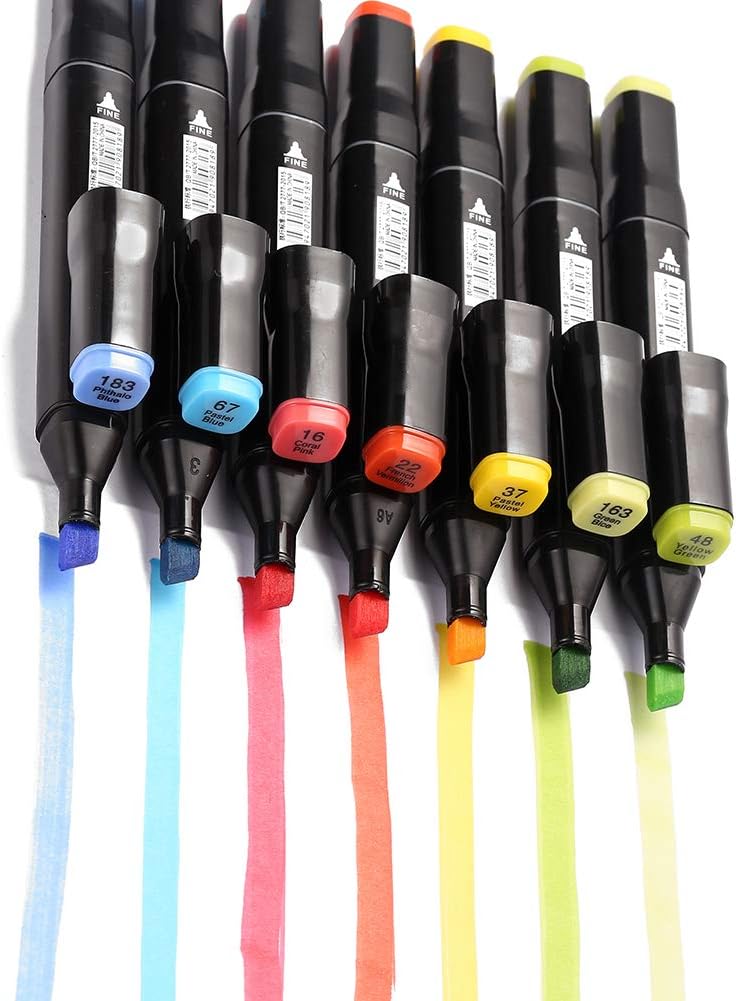 80 Colors Alcohol Markers Set Chisel & Fine Dual Tip for Adults Kids,Permanent Marker Pens with Organizing Case