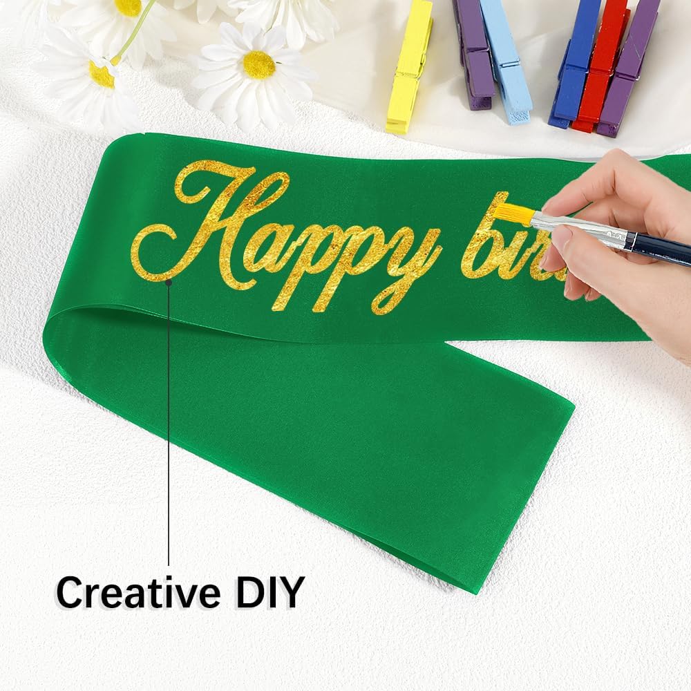 Blank Satin Sash - 12pcs Green Sashes For Birthday, Wedding, Beauty Pageant, Senior Night, Homecoming, Halloween Costume, Sorority, DIY