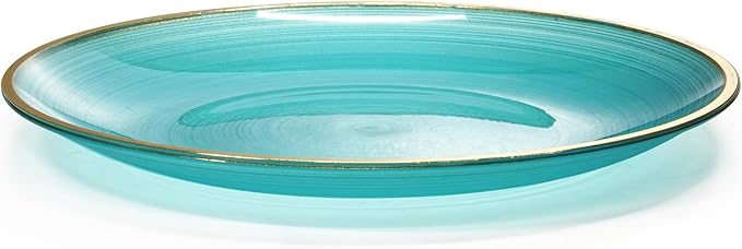 OCCASIONS 240-Pc Disposable Plastic Dinnerware Set (120 Guests) for Wedding Party - 10'' Dinner & 7'' Salad Dessert Plates (120 Each), Premium Heavyweight (Belize, Aqua & Gold)