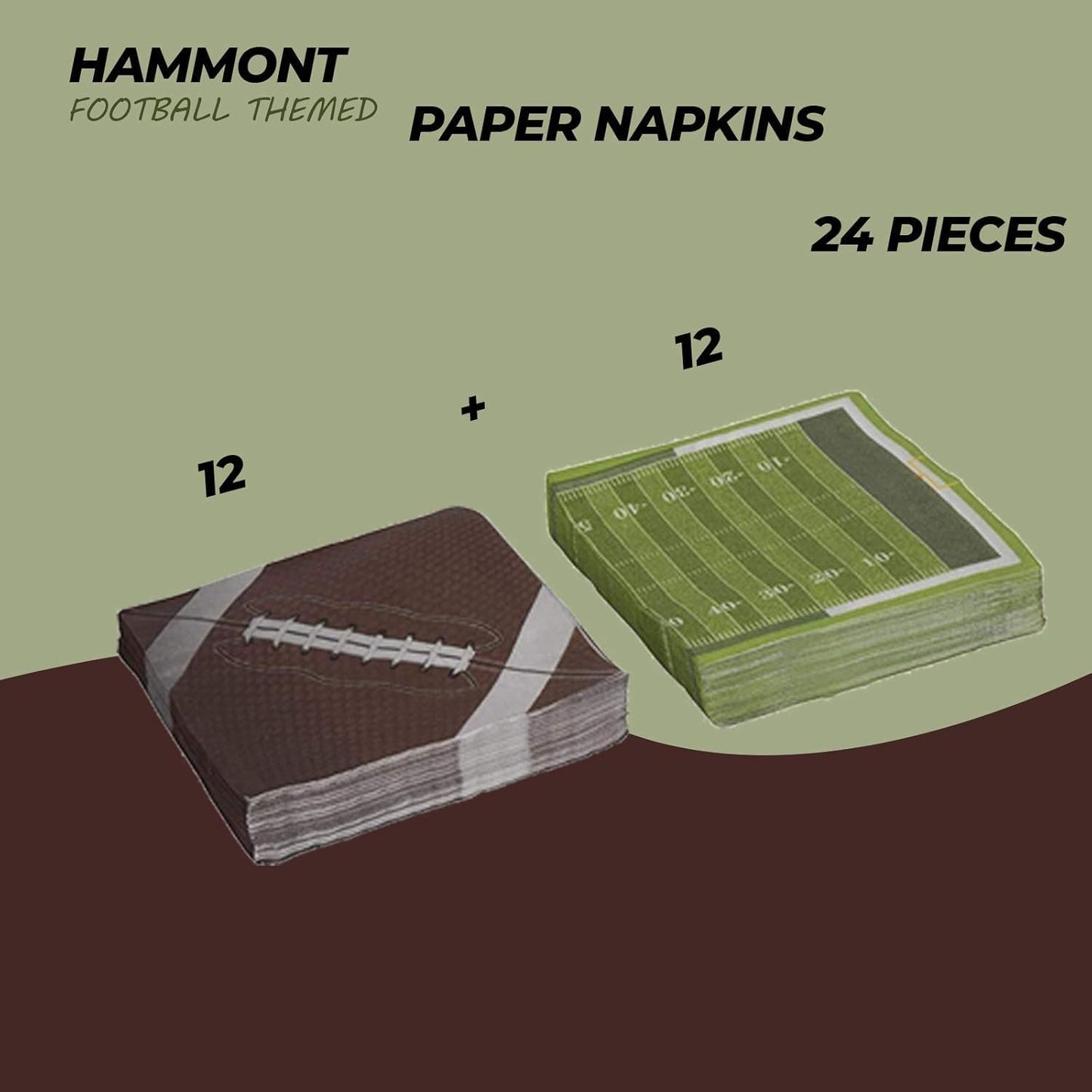Hammont Football Themed Party Decorations - Pack of 7" & 9" Round Paper Plates, 9oz Cups, 24 Napkins, Tablecloth - Disposable Super Bowl Supplies - Birthday | Shower | Fantasy Football (Serves 16)