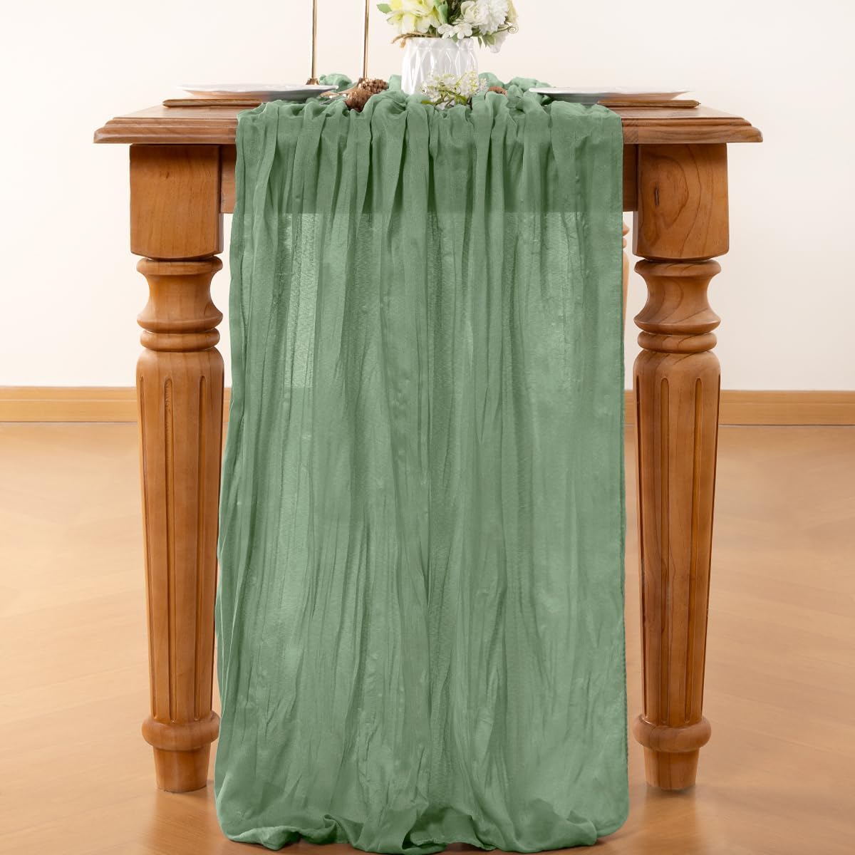 Sage Green Table Runner Cheesecloth Table Runner 4 Pack 14FT Farmhouse Table Runners 160 Inches Fall Table Decor Dining Room Centerpiece Wedding Boho Baby Shower Birthday