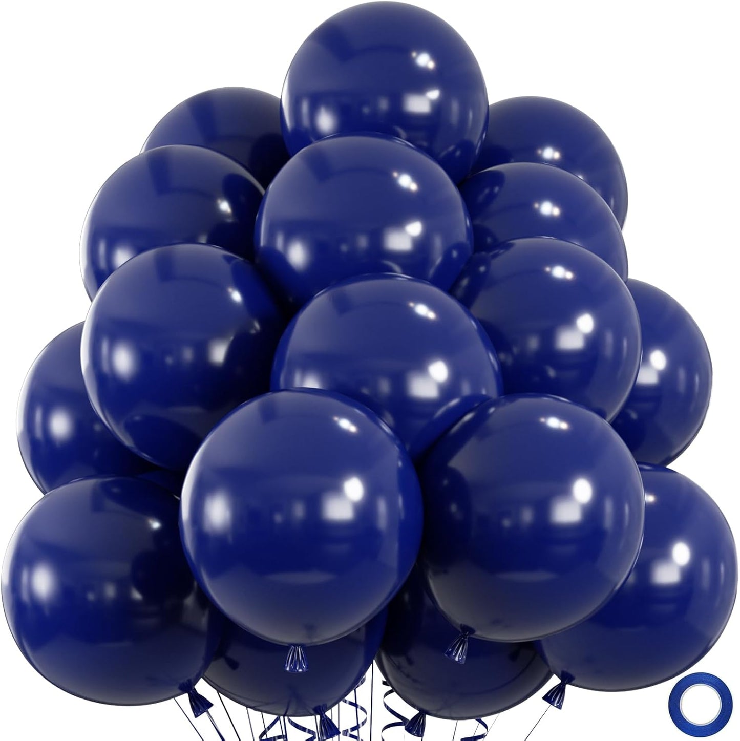 50pcs Navy Blue Balloons,12inch Helium Quality Nile Blue Balloons for Graduation Wedding Baby Shower Birthday Baseball Party Decorations (With Ribbon & Glues)