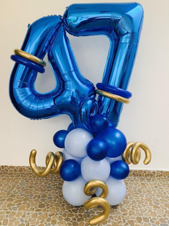 Metallic Blue Number 9 Balloon 40 Inch, 9th Birthday Party Decorations for Children, Giant 9 Foil Balloon for Party Supplies