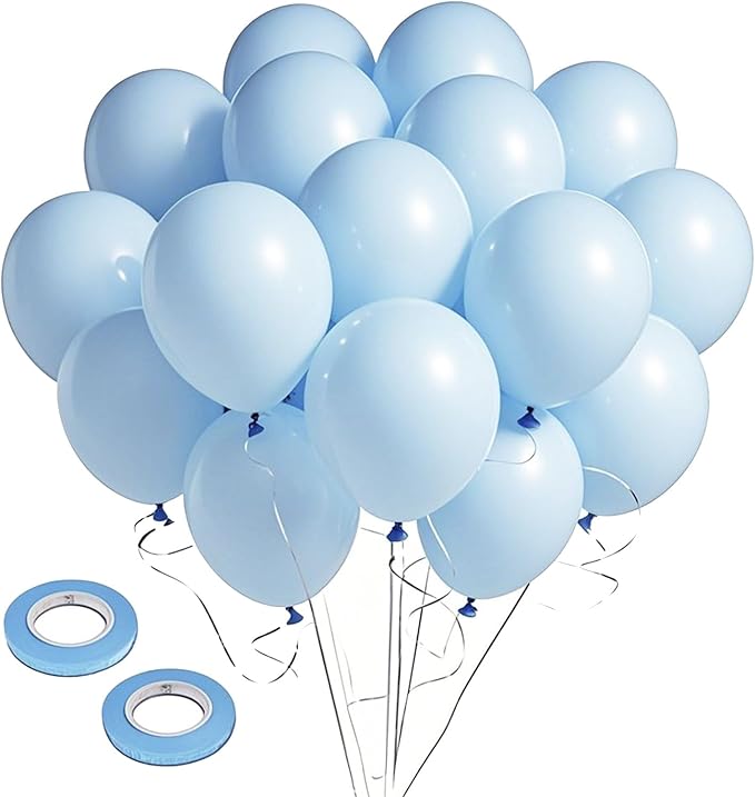 Pastel Blue Balloons,100pcs Light Blue Latex Party Balloons for Balloon Arch & Garland as Blue Frozen Birthday Decorations, Baby Shower Decorations, Gender Reveal Decor, Anniversary Party Supplies