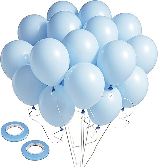 Pastel Blue Balloons,100pcs Light Blue Latex Party Balloons for Balloon Arch & Garland as Blue Frozen Birthday Decorations, Baby Shower Decorations, Gender Reveal Decor, Anniversary Party Supplies