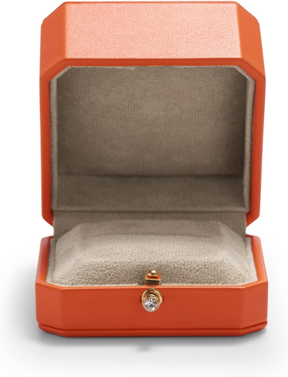 Oirlv Leather Small Ring Box Velvet Ring Display Case Orange Leather Mini Jewelry Box for Women Birthday Gift for Daughter