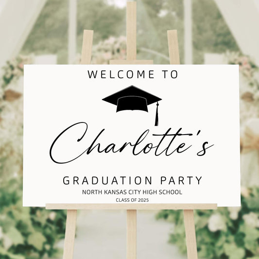Personalized Welcome To Graduation Party Sign, Graduation Yard Sign, Class of 2025 Yard Sign, Graduation Banner, College Senior High School Graduate Sign, Graduation Decorations