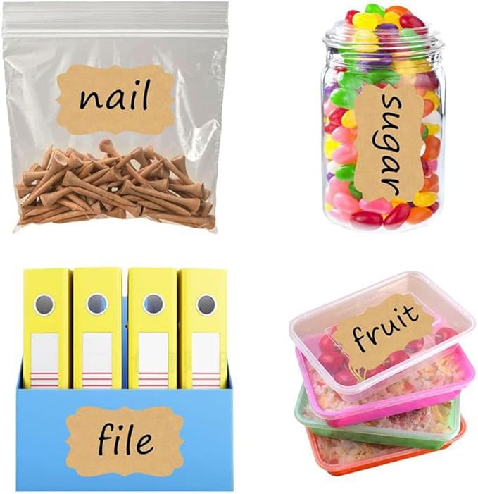 300 Pcs Gift Tags Stickers Name Labels Stickers, Self-Adhesive Handmade Bottle All-Purpose Jar Labels for Presents Valentines Decoration Jars Food Craft