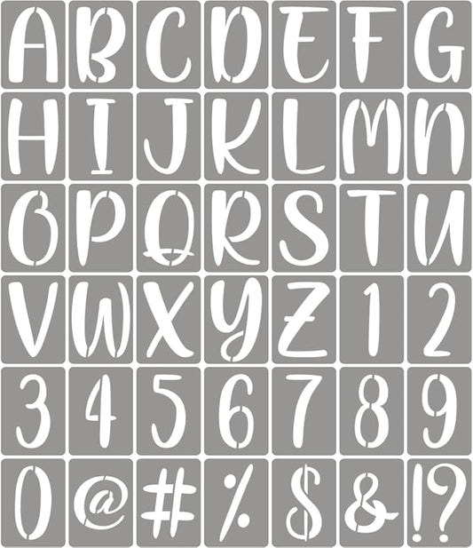 XANGEY 4 Inch Letter Stencils for Painting - 42 Pack Alphabet Letter Number Templates with Signs, Reusable Plastic Alphabet Stencils for Chalkboard Fabric Rock Wood Crafts Painting