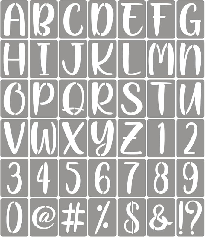 XANGEY 5 Inch Letter Stencils for Painting - 42 Pack Alphabet Letter Number Templates with Signs, Reusable Plastic Alphabet Stencils for Chalkboard Fabric Rock Wood Crafts Painting