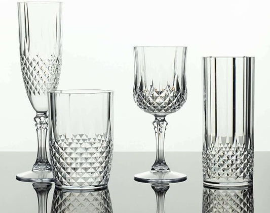 Efavormart 6-Pack Champagne Glasses, 8oz Shatterproof Plastic Crystal Cut Toast Flutes, Clear for Party Celebration Wedding